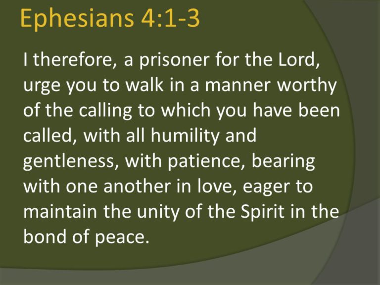 Verse Of The Day Ephesians 4 1 3 Kjv Highland Park Baptist Church